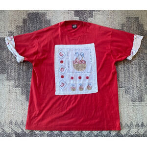 VTG Mens Sz XL Red Single Stitch Fruit of the Loom‎ Made in USA Grandma Shirt